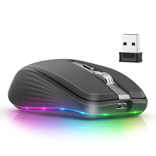 HXSJ M303 2400DPI Dual Mode 2.4GHz + Bluetooth 5.1 Wireless Mouse(Black) by HXSJ