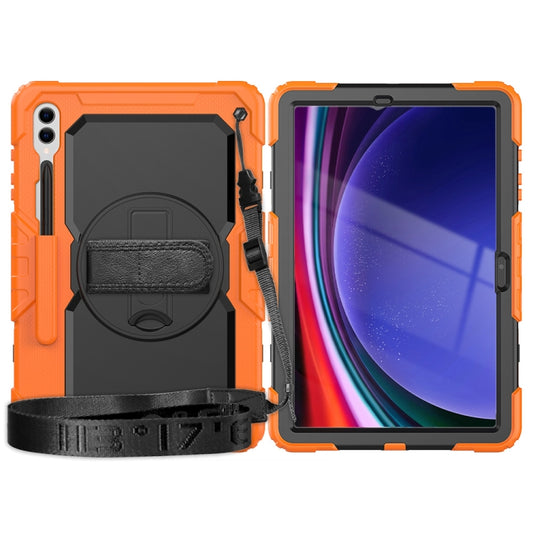 For Samsung Galaxy Tab S10+ / S9+ / S9 FE+ Lucky Wheel Grip Silicone Hybrid PC Tablet Case with Shoulder Strap(Orange+Black) by buy2fix