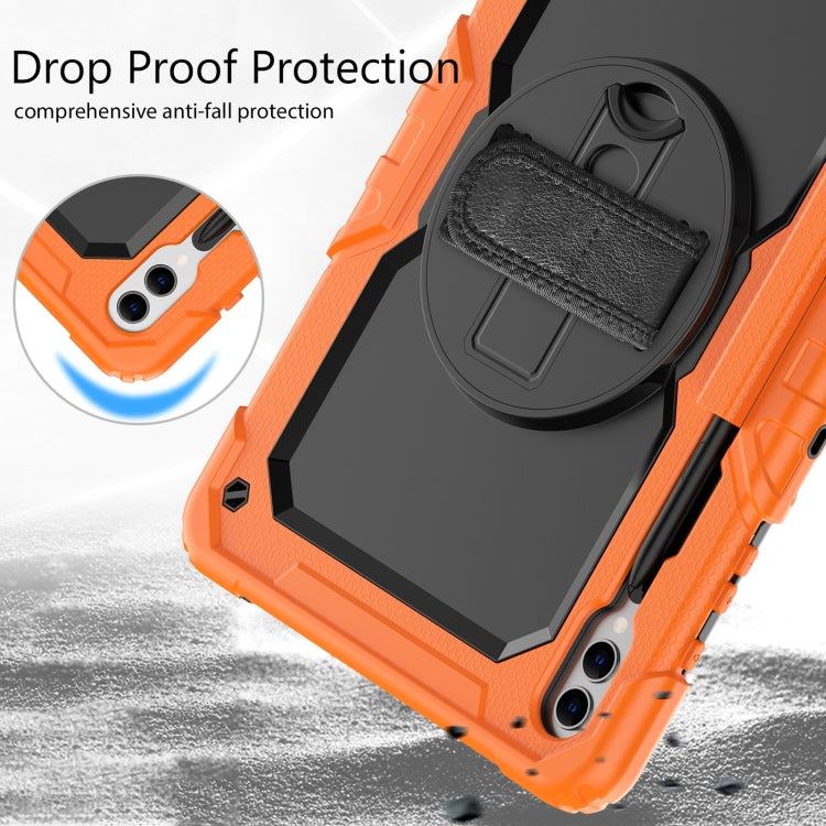 For Samsung Galaxy Tab S10+ / S9+ / S9 FE+ Lucky Wheel Grip Silicone Hybrid PC Tablet Case with Shoulder Strap(Orange+Black) by buy2fix