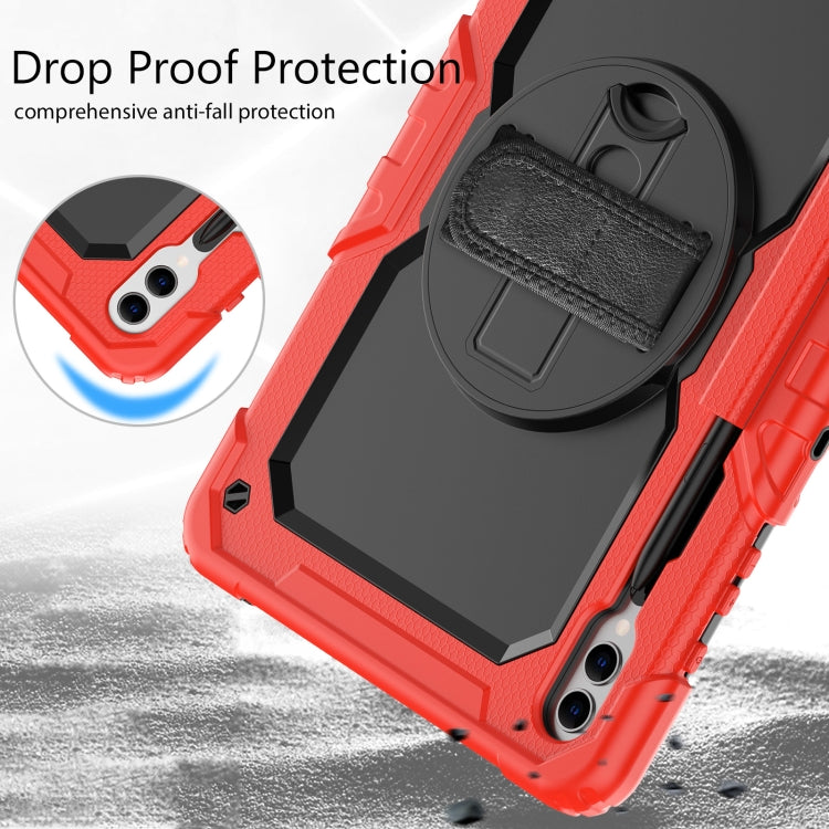 For Samsung Galaxy Tab S10+ / S9+ / S9 FE+ Lucky Wheel Grip Silicone Hybrid PC Tablet Case with Shoulder Strap(Red+Black) by buy2fix
