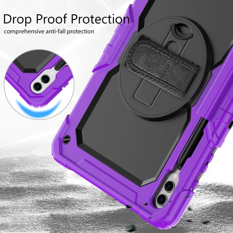 For Samsung Galaxy Tab S10+ / S9+ / S9 FE+ Lucky Wheel Grip Silicone Hybrid PC Tablet Case with Shoulder Strap(Purple+Black) by buy2fix