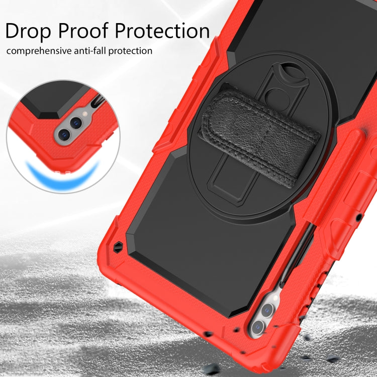 For Samsung Galaxy Tab S9 Ultra / S10 Ultra Lucky Wheel Grip Silicone Hybrid PC Tablet Case with Shoulder Strap(Red+Black) by buy2fix