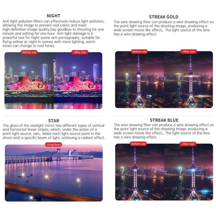 For DJI Air 3 JSR KB Series Drone Lens Filter, Filter:NIGHT by JSR