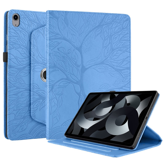 For iPad 2025 / 2022 Tree Life Embossed Rotation Leather Smart Tablet Case(Blue) by buy2fix