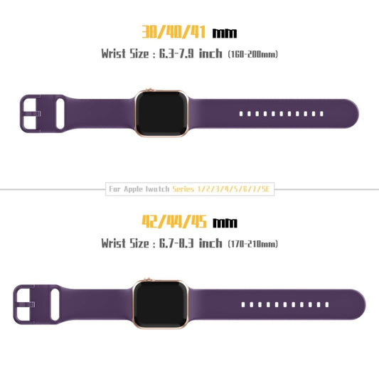 For Apple Watch Series 9 41mm Pin Buckle Silicone Watch Band(Dark Purple) by buy2fix