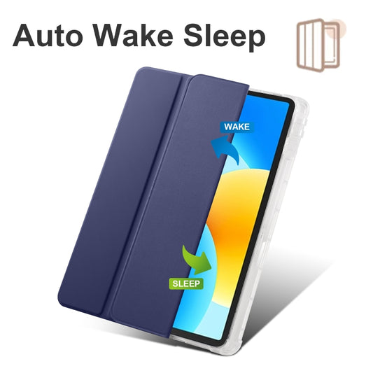 For Huawei MatePad 11.5 2023 3-folding Transparent TPU Smart Leather Tablet Case(Dark Blue) by buy2fix