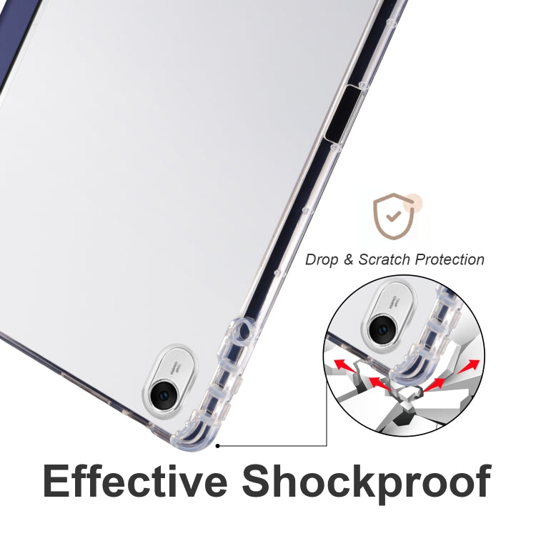 For Huawei MatePad 11.5 2023 3-folding Transparent TPU Smart Leather Tablet Case(Dark Blue) by buy2fix