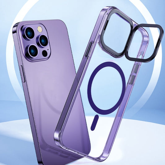 For iPhone 13 Pro MagSafe Magnetic Invisible Holder Transparent Phone Case(Purple) by buy2fix