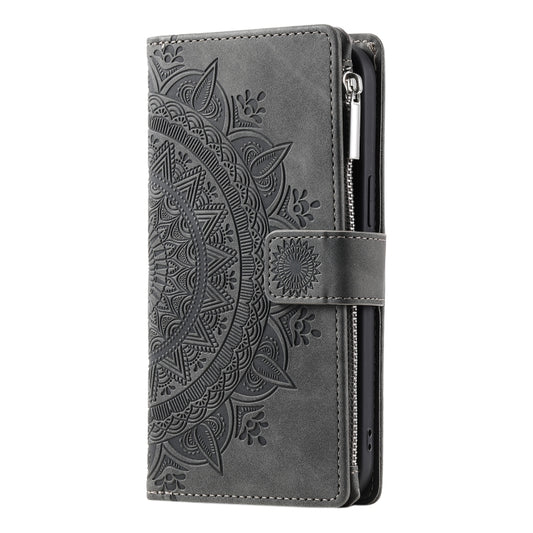 For Samsung Galaxy A13 4G/5G / A04S Multi-Card Totem Zipper Leather Phone Case(Grey) by buy2fix