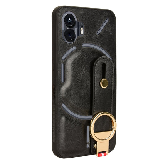 For Nothing Phone 2 Wristband Leather Back Phone Case(Black) by buy2fix