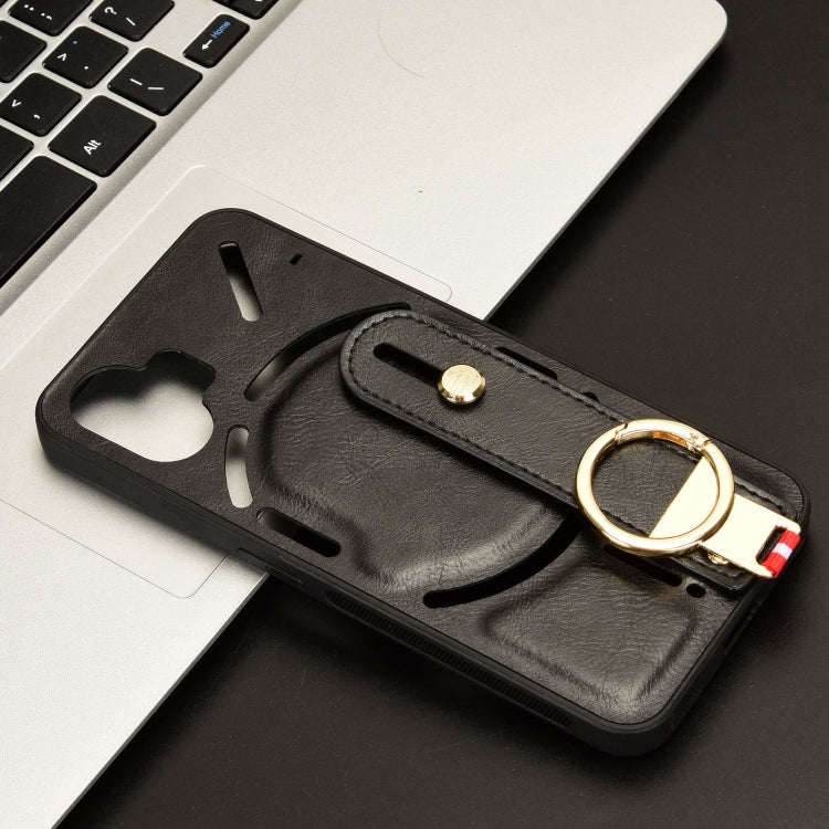 For Nothing Phone 2 Wristband Leather Back Phone Case(Black) by buy2fix