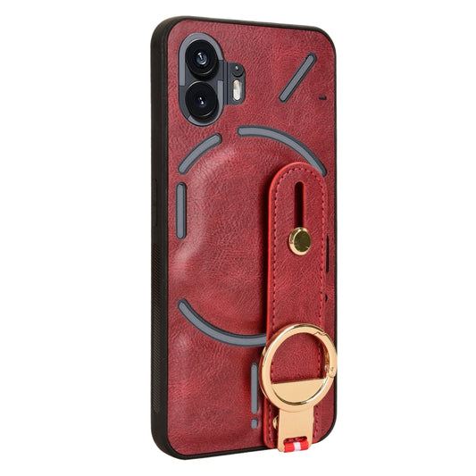 For Nothing Phone 2 Wristband Leather Back Phone Case(Red) by buy2fix