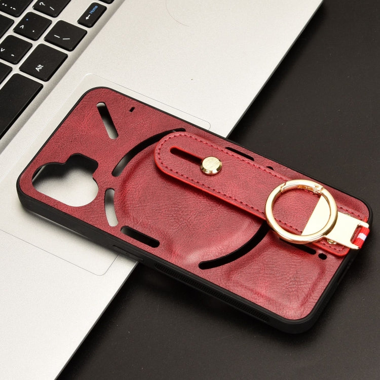 For Nothing Phone 2 Wristband Leather Back Phone Case(Red) by buy2fix