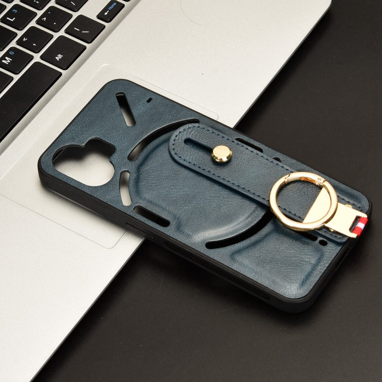 For Nothing Phone 2 Wristband Leather Back Phone Case(Blue) by buy2fix
