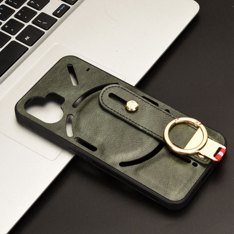 For Nothing Phone 2 Wristband Leather Back Phone Case(Green) by buy2fix