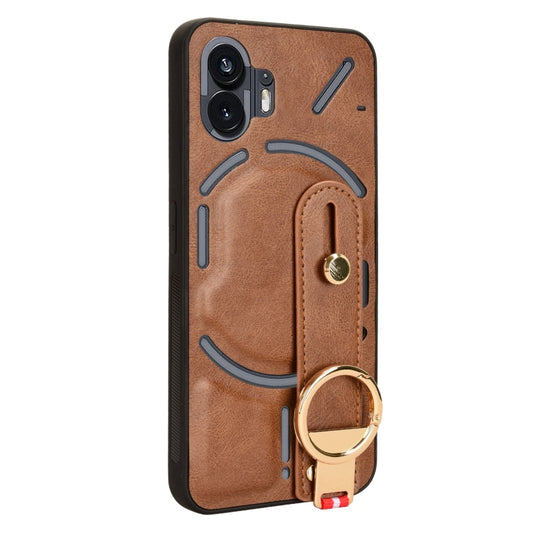 For Nothing Phone 2 Wristband Leather Back Phone Case(Brown) by buy2fix