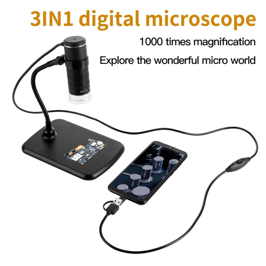 AN104 1000X 3 in 1 Digital Microscope with Helical Tube Bracket by buy2fix