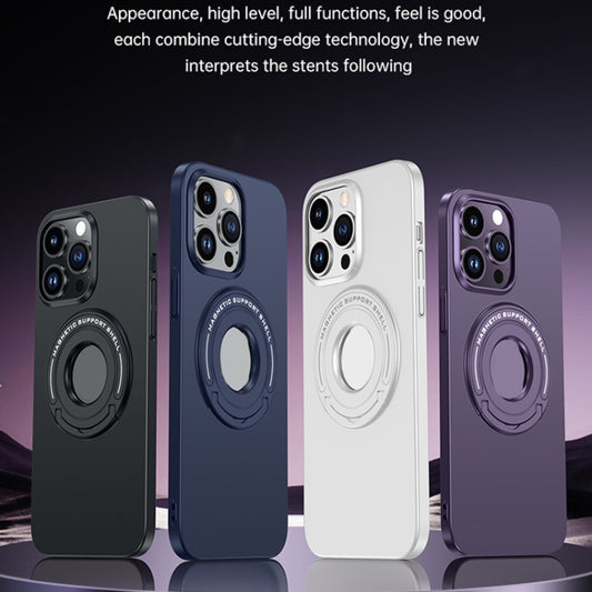 For iPhone 15 Matte Magsafe Magnetic Phone Case with Trolley Holder(Night Purple) by buy2fix