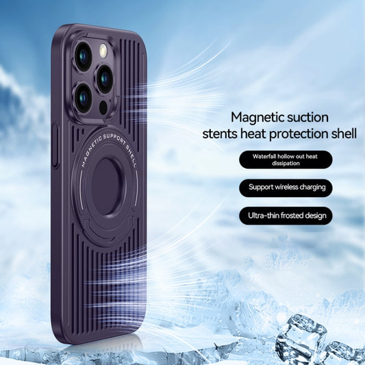 For iPhone 15 Pro Cooling MagSafe Magnetic Ring Holder Phone Case(Purple) by buy2fix