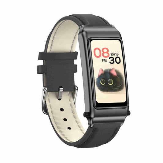 K80 1.57 inch Leather Band IP67 Earphone Detachable Smart Watch Support Bluetooth Call(Black) by buy2fix