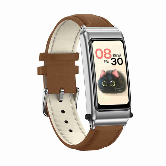 K80 1.57 inch Leather Band IP67 Earphone Detachable Smart Watch Support Bluetooth Call(Silver) by buy2fix