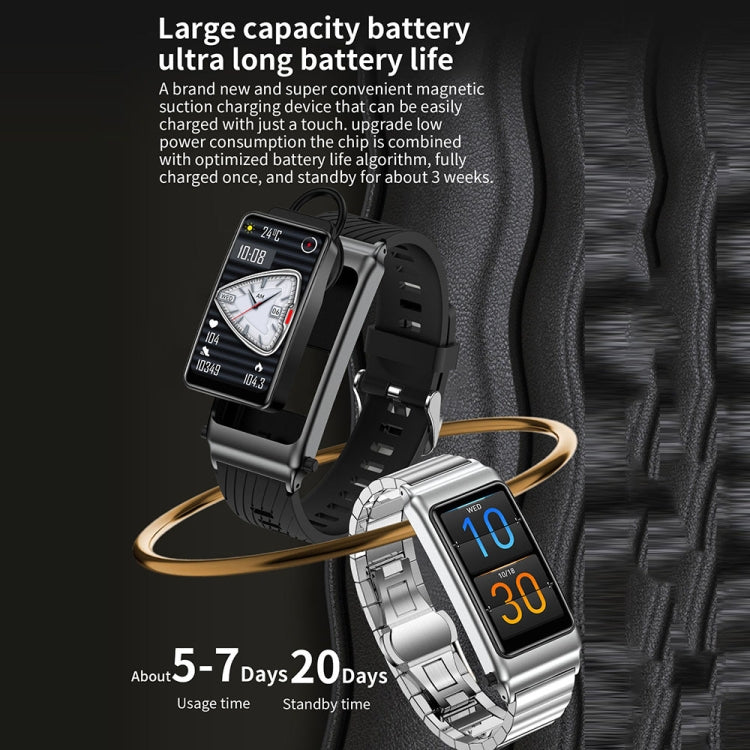 K80 1.57 inch Leather Band IP67 Earphone Detachable Smart Watch Support Bluetooth Call(Gold) by buy2fix