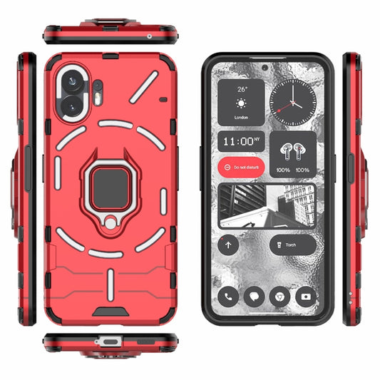For Nothing Phone 2 Shockproof PC + TPU Holder Phone Case(Red) by buy2fix