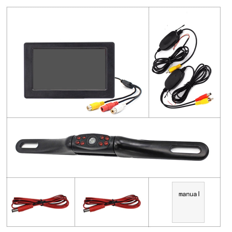 PZ703 413C-W Car Waterproof External Wireless Reversing Image Night Vision Camera + 4.3 inch Rearview Monitor by buy2fix