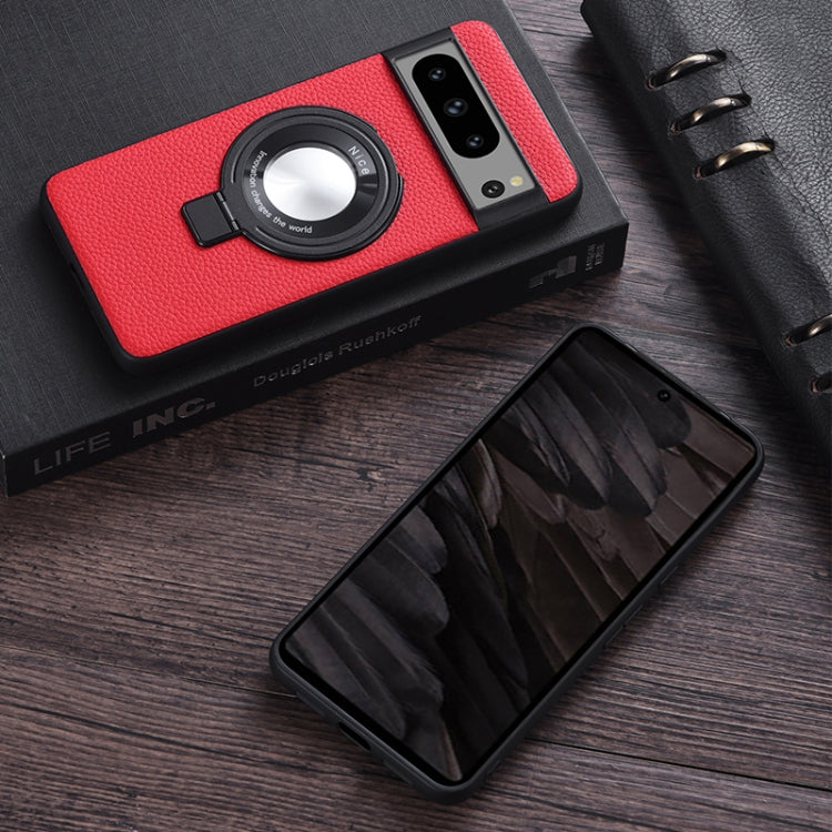 For Google Pixel 6 Pro Litchi Texture MagSafe Magnetic Ring Phone Case(Red) by buy2fix