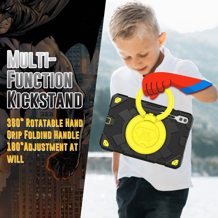 For Samsung Galaxy Tab S9+ / S10+ Spider Rotation Handle Silicone Hybrid PC Tablet Case(Black Yellow) by buy2fix