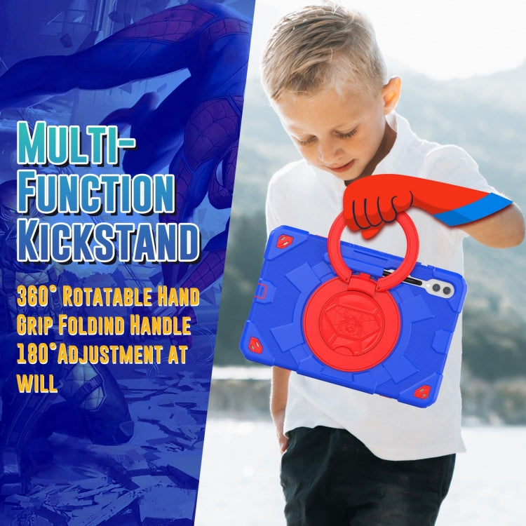 For Samsung Galaxy Tab S9+ / S10+ Spider Rotation Handle Silicone Hybrid PC Tablet Case(Red Blue) by buy2fix