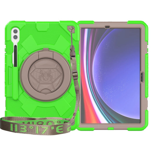 For Samsung Galaxy Tab S9+ / S10+ Spider Rotation Handle Silicone Hybrid PC Tablet Case(Grey Green) by buy2fix