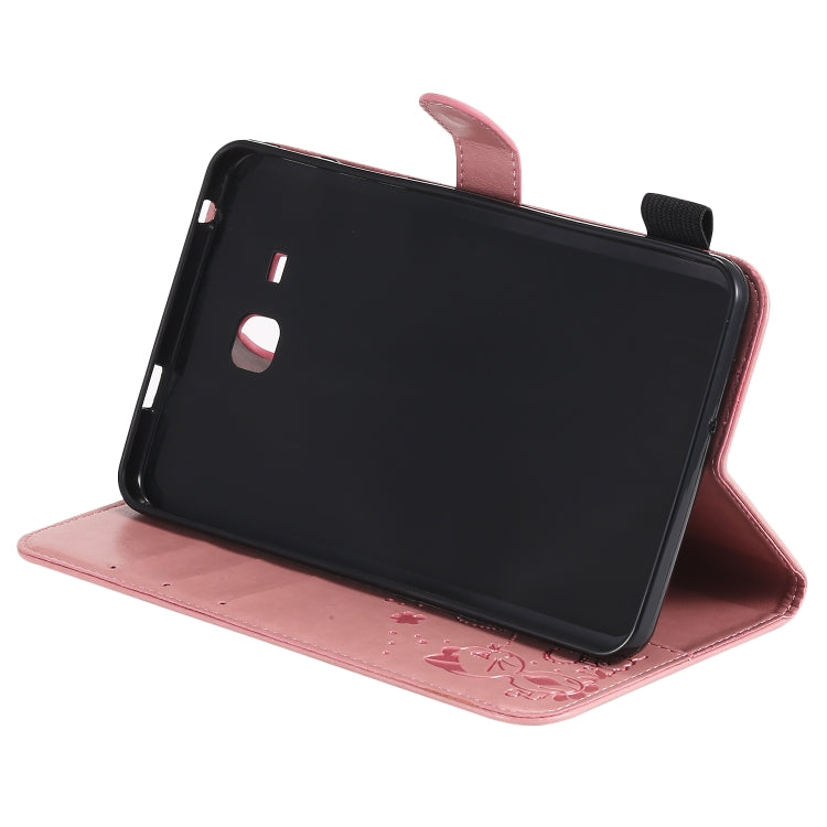 For Samsung Galaxy Tab A7.0 (2016) T280 Cat Bee Embossing Pattern Shockproof Table PC Protective Horizontal Flip Leather Case with Holder & Card Slots & Wallet & Pen Slot & Wake-up / Sleep Function(Pink) by buy2fix