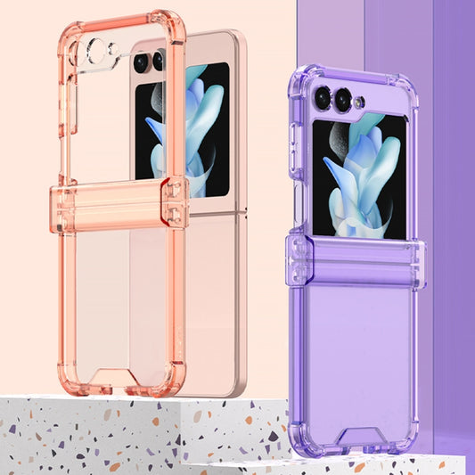 For Samsung Galaxy Z Flip5 GKK Electroplated Airbag Hinge Shockproof Phone Case(Transparent Purple) by GKK