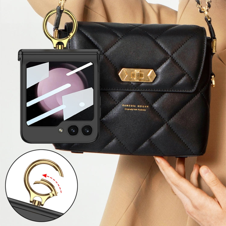 For Samsung Galaxy Z Flip5 GKK Integrated Magnetic Hinge Phone Case with Ring Holder(Black) by GKK