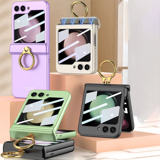 For Samsung Galaxy Z Flip5 GKK Integrated Magnetic Hinge Phone Case with Ring Holder(Purple) by GKK