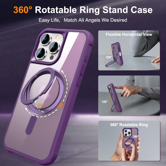 For iPhone 15 Pro MagSafe Magnetic Rotating Holder Phone Case(Purple) by buy2fix