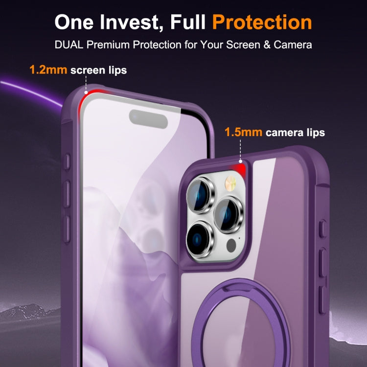 For iPhone 15 Pro MagSafe Magnetic Rotating Holder Phone Case(Purple) by buy2fix