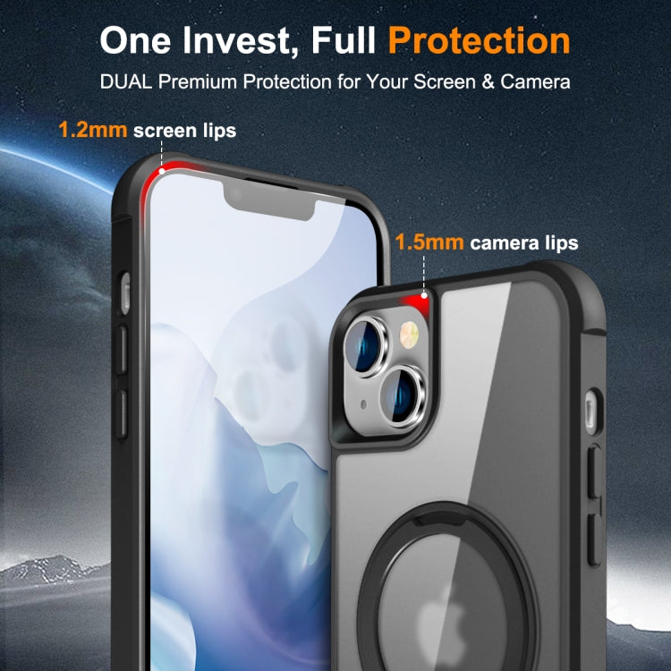 For iPhone 15 Plus MagSafe Magnetic Rotating Holder Phone Case(Black) by buy2fix