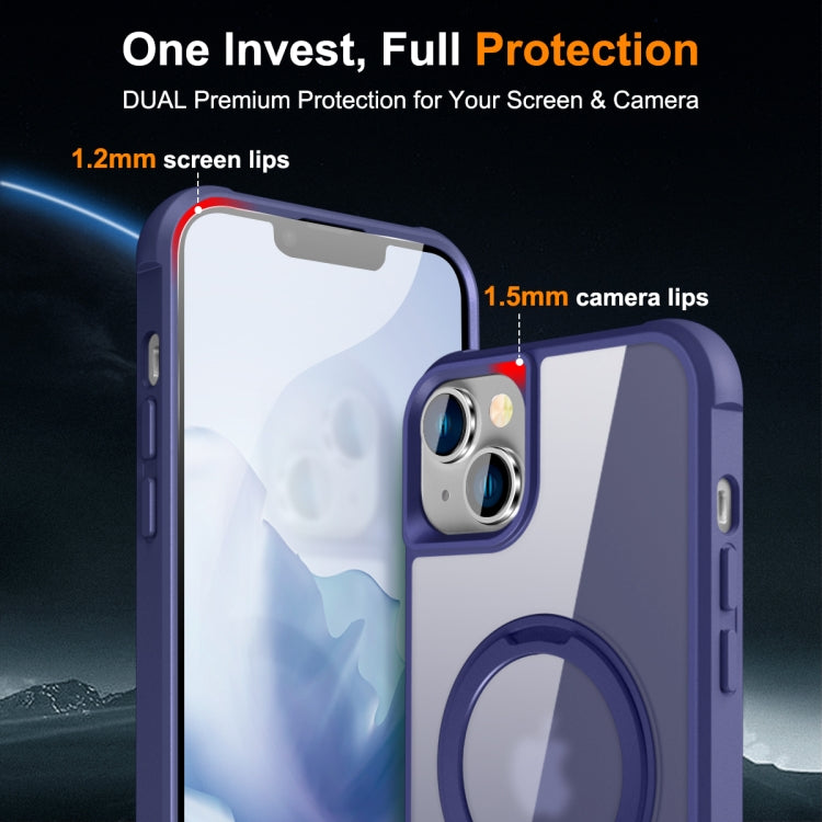 For iPhone 15 Plus MagSafe Magnetic Rotating Holder Phone Case(Klein Blue) by buy2fix