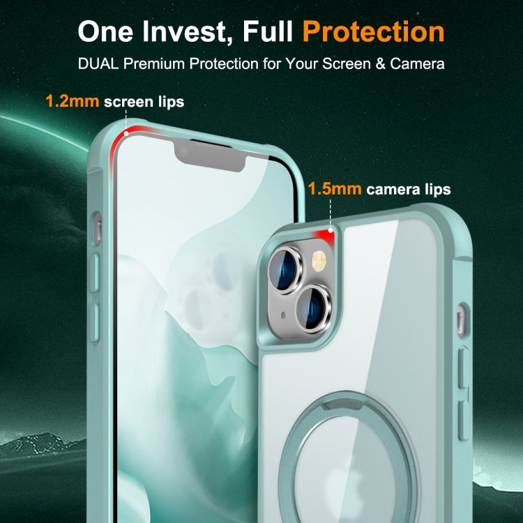 For iPhone 15 MagSafe Magnetic Rotating Holder Phone Case(Lake Blue) by buy2fix