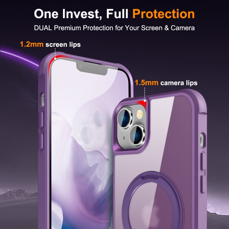 For iPhone 15 MagSafe Magnetic Rotating Holder Phone Case(Purple) by buy2fix
