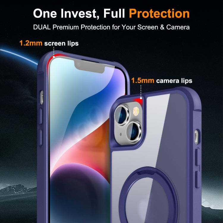 For iPhone 14 Plus MagSafe Magnetic Rotating Holder Phone Case(Klein Blue) by buy2fix