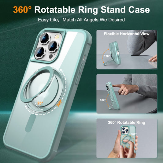 For iPhone 14 Pro MagSafe Magnetic Rotating Holder Phone Case(Lake Blue) by buy2fix