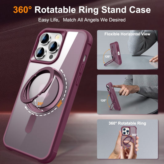 For iPhone 14 Pro Max MagSafe Magnetic Rotating Holder Phone Case(Wine Red) by buy2fix