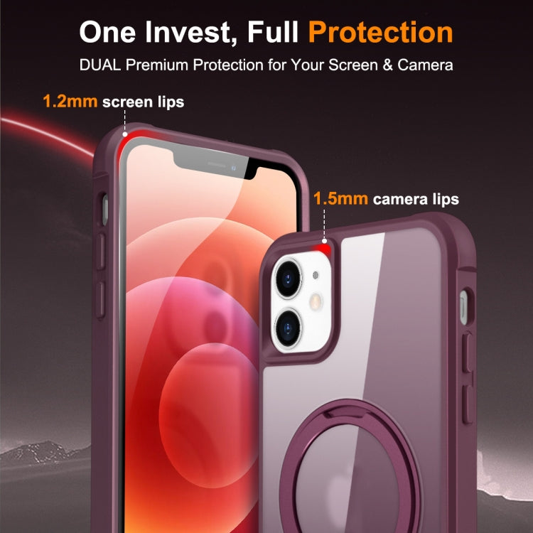 For iPhone 12 / 12 Pro MagSafe Magnetic Rotating Holder Phone Case(Wine Red) by buy2fix