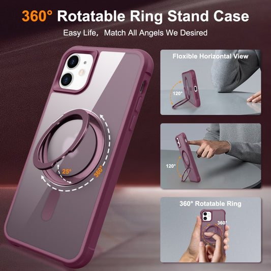 For iPhone 11 MagSafe Magnetic Rotating Holder Phone Case(Wine Red) by buy2fix