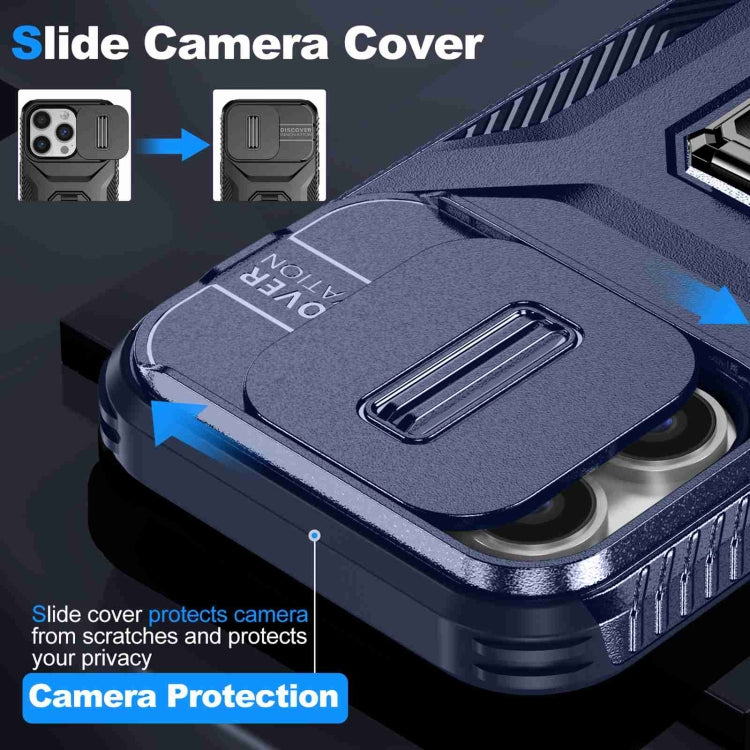 For iPhone 13 Pro Sliding Camshield Holder Phone Case(Blue) by buy2fix