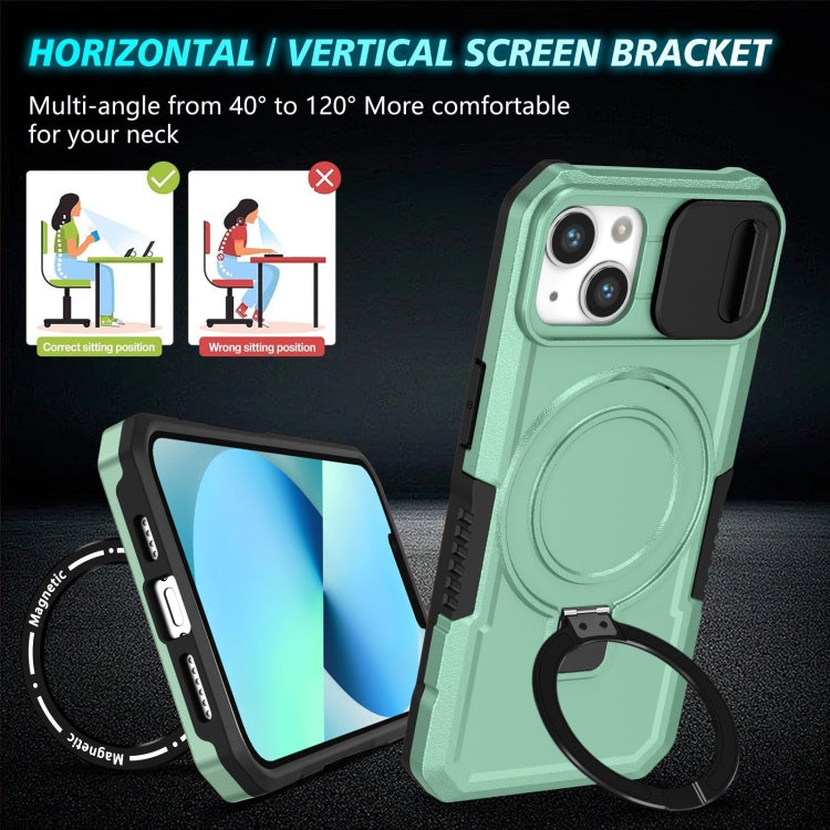 For iPhone 13 Sliding Camshield MagSafe Holder TPU Hybrid PC Phone Case(Light Blue) by buy2fix