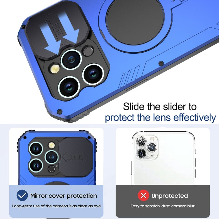 For iPhone 15 Pro Camera Shield MagSafe Holder Life Waterproof Phone Case(Blue) by buy2fix